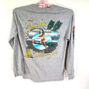 Gunther VW Long Sleeve T Shirt Size S 2 Sided Graphic Double Trouble Tee